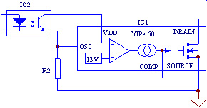 VIPer50工作在外同步模式